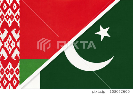 Belarus and Pakistan, symbol of country. Belarusian vs Pakistani national flags. 108052600