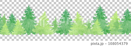 Watercolor forest seamless border with abstract...のイラスト素材 [108054379 ...