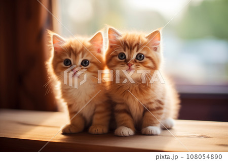 いつも一緒の仲良し猫はどんな時でもくっついている 108054890