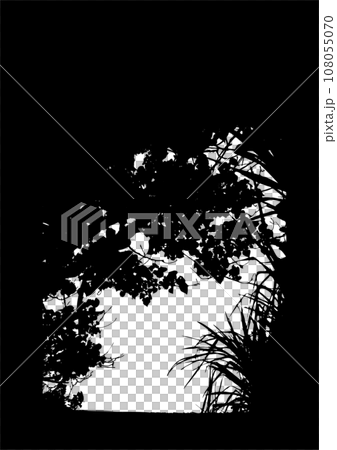 Beautiful tropical plants frame silhouette Beautiful tropical plants frame silhouette 108055070