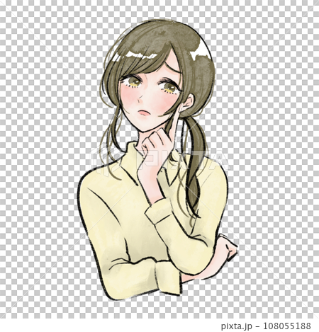 Illustration of a worried woman 108055188