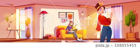 Female roommates in modern apartment 108055455