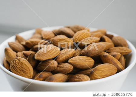 Close-up almonds on a plate Close-up almonds on a plate 108055770
