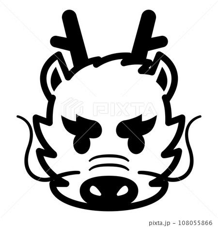 シンプルな龍のモノクロイラスト 108055866