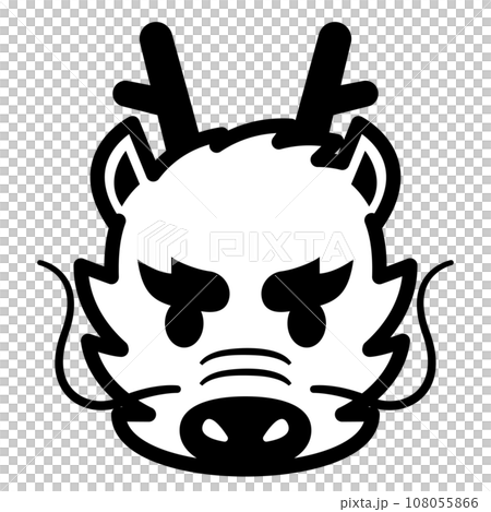 シンプルな龍のモノクロイラスト 108055866