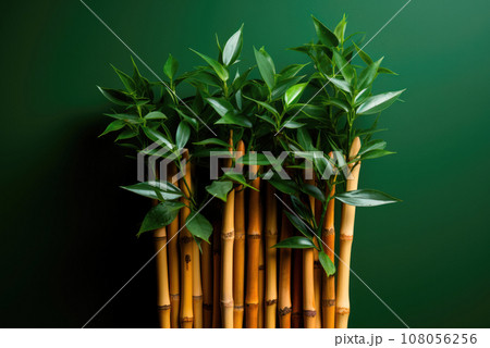 Natural bamboo seamless on green background Natural bamboo seamless on green background 108056256