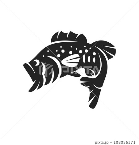 largemouth bass fish logo template Isolated. - Stock Illustration  [108056371] - PIXTA