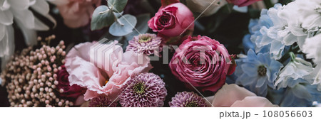 Roses and gypsophila bunch of flowers Roses and gypsophila bunch of flowers 108056603