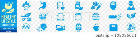 Nutrition healthy lifestyle line icons collection Nutrition healthy lifestyle line icons collection 108056611