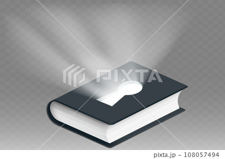 Book with a glowing keyhole on the cover. Book with a glowing keyhole on the cover. 108057494