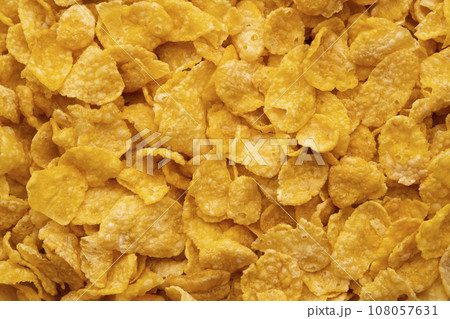 Healthy crispy cornflakes texture for background 108057631