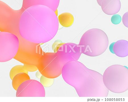 Abstract 3d art background. Colorful floating liquid blobs, soap bubbles, metaballs. Abstract 3d art background. Colorful floating liquid blobs, soap bubbles, metaballs. 108058053