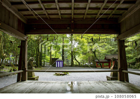 神社の古い演舞場と狛犬 神社の古い演舞場と狛犬 108058065