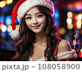 クリスマス　イラスト　サンタコス　コスプレ　美女　Xmas　イルミネーション 108058900