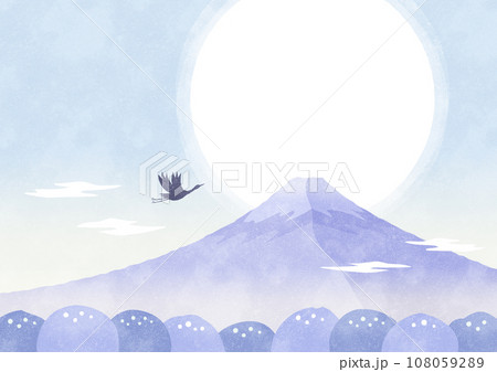 富士山と初日の出の背景 和風な自然の水彩風景イラスト 富士山と初日の出の背景 和風な自然の水彩風景イラスト 108059289