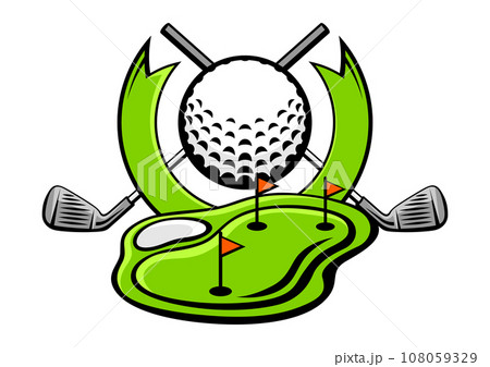 Emblem with golf symbols. Sport club label or emblem. Emblem with golf symbols. Sport club label or emblem. 108059329