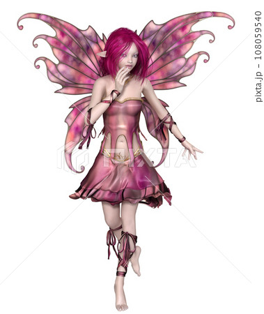 Pretty Fairy with Pink Dress and Wings Pretty Fairy with Pink Dress and Wings 108059540