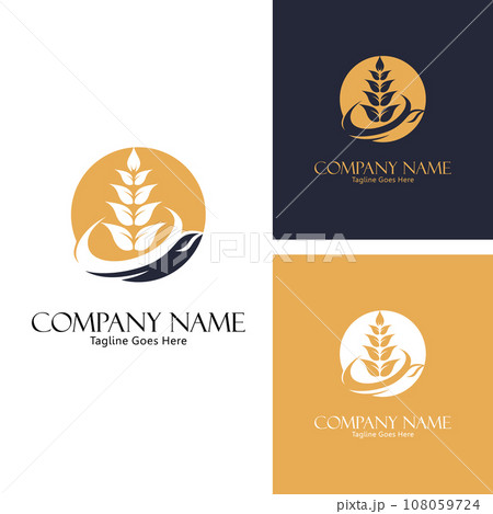 Wheat field organic wheat harvest nature logo concept, success farming icon logo vector design template 108059724