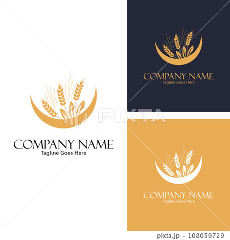 Wheat field organic wheat harvest nature logo concept, success farming icon logo vector design template Wheat field organic wheat harvest nature logo concept, success farming icon logo vector design template 108059729