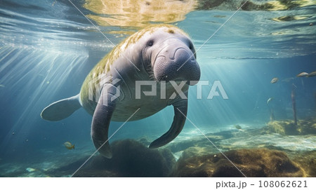 Florida manatee in clear water 108062621