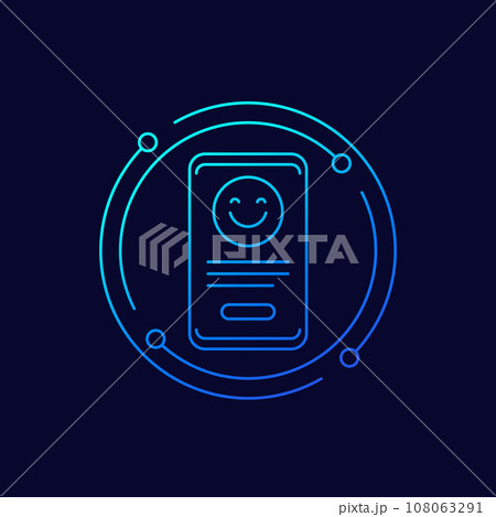good review icon with a phone, linear design good review icon with a phone, linear design 108063291