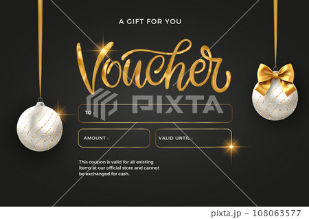 3d Lettering realistic gift certificate, Christmas voucher Vector illustration 108063577