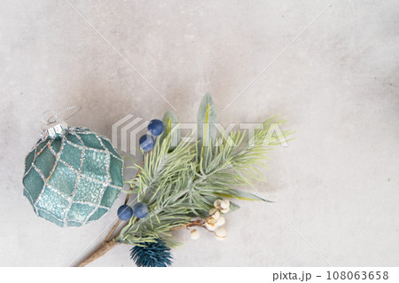 Christmas decorations over gray background Christmas decorations over gray background 108063658