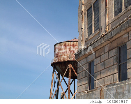 Alcatraz prison and water tower in the distance Alcatraz prison and water tower in the distance 108063917