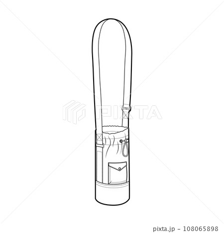 Water Bottle Holder Cross-Body Bag. Fashion accessory technical illustration. Vector satchel front 3-4 view for Men Water Bottle Holder Cross-Body Bag. Fashion accessory technical illustration. Vector satchel front 3-4 view for Men 108065898