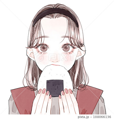 おにぎりを食べる女性 108066136