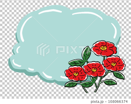 紅山茶手繪風格框架圖 108066374