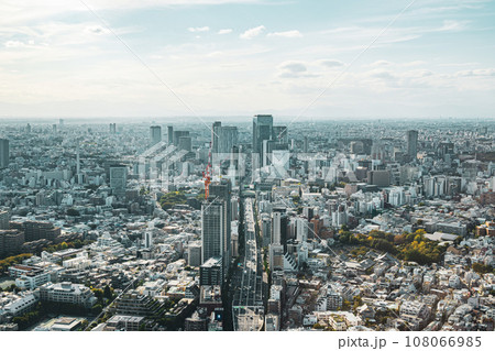 東京再開発 六本木から首都高速渋谷線周辺の俯瞰 2023.10　a-5 フィルム調 108066985