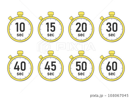 秒カウントのタイマー・ストップウォッチのイラスト素材セット 秒カウントのタイマー・ストップウォッチのイラスト素材セット 108067045