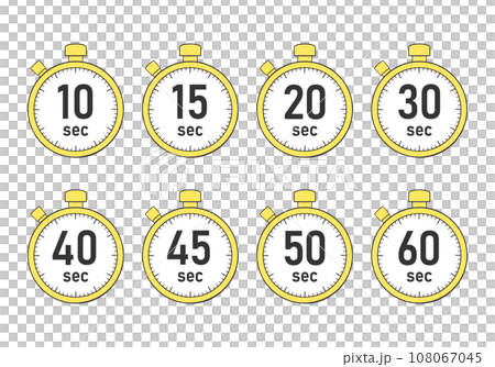 秒カウントのタイマー・ストップウォッチのイラスト素材セット 秒カウントのタイマー・ストップウォッチのイラスト素材セット 108067045