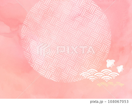 ピンク色のかわいい和風背景 108067053
