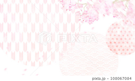 桜と和柄のかわいい和風背景 108067084