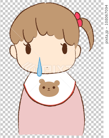 baby girl with runny nose 108067094