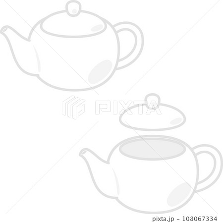 蓋を開けたティーポットとフタを閉じたティーポット 108067334