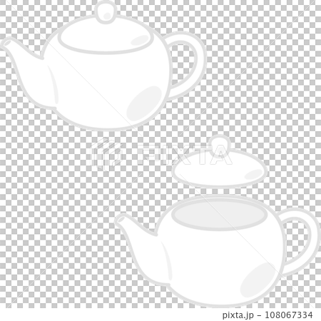 蓋を開けたティーポットとフタを閉じたティーポット 108067334