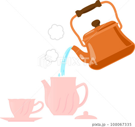 ヤカンとティーポットとティーカップ 108067335