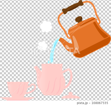 ヤカンとティーポットとティーカップ 108067335