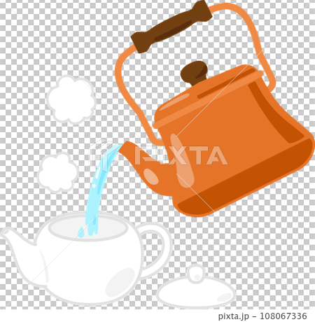 ヤカンからティーポットに注がれるお湯 108067336
