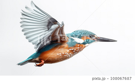 カワセミ　　白背景 108067687