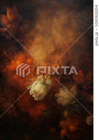 Romantic vintage flower oil painted texture background 108068004
