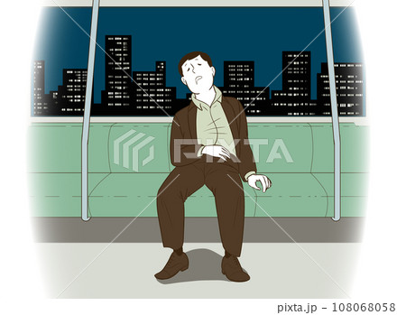 電車で居眠りをするサラリーマン 電車で居眠りをするサラリーマン 108068058