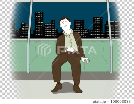 電車で居眠りをするサラリーマン 電車で居眠りをするサラリーマン 108068058