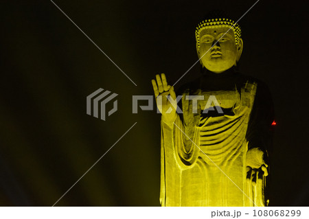 カラフルな夜の牛久大仏(黄色) 万燈会 カラフルな夜の牛久大仏(黄色) 万燈会 108068299