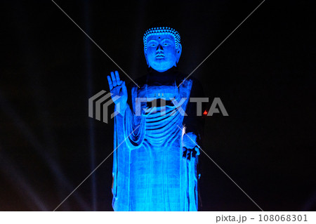 カラフルな夜の牛久大仏(ブルー) 万燈会 カラフルな夜の牛久大仏(ブルー) 万燈会 108068301