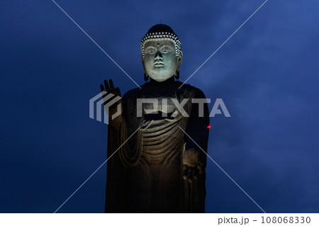 夜の空に浮かび上がる牛久大仏 108068330