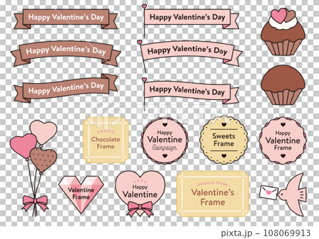Valentine's simple frame set 01 sweets sweets cute design 108069913